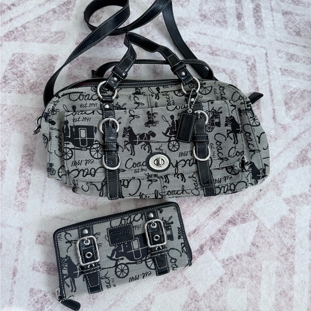 Coach Monochrome Signature Handbag and Wallet